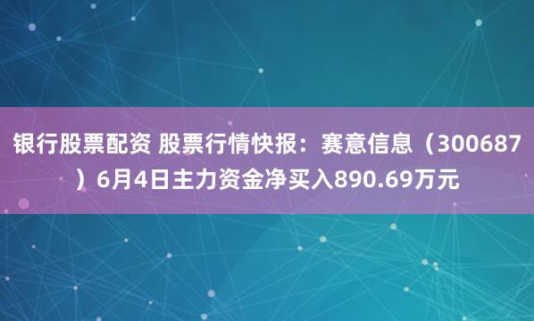 银行股票配资 股票行情快报：赛意信息（300687）6月4日主力资金净买入890.69万元